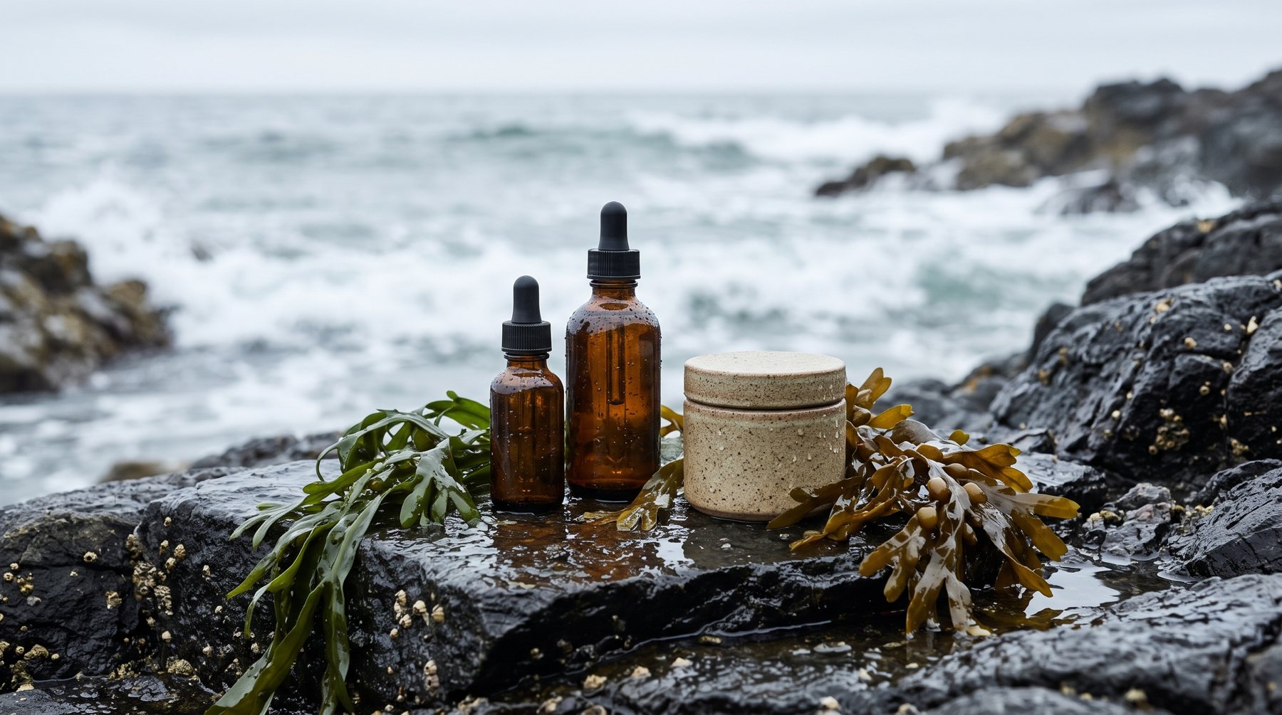 Productos de Salitre sobre rocas junto al mar